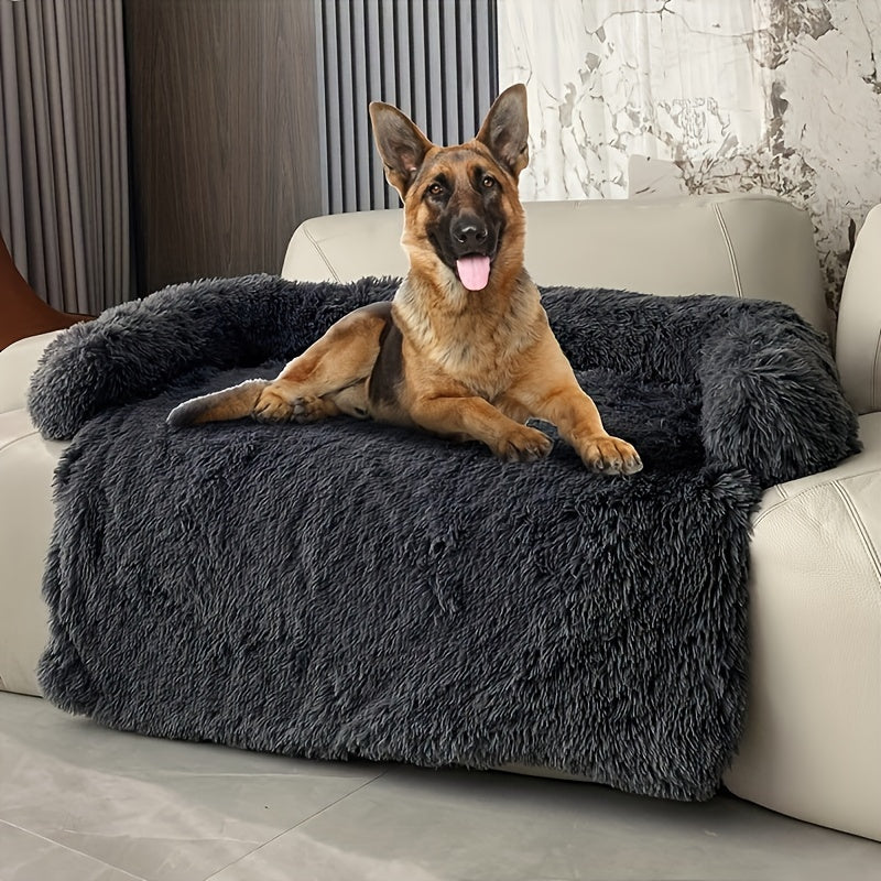 Lit-sofa en peluche ultra-confort avec coussin